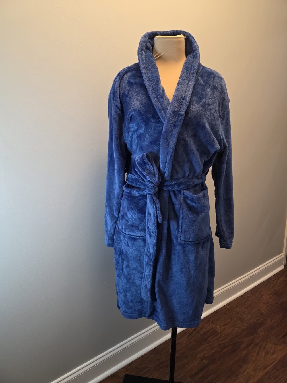 Istoner Unisex Royal Blue Plush Fleece Bath Robe